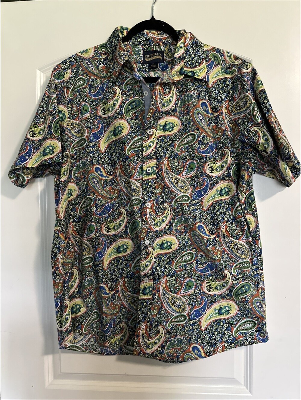 Cremieux Men's Short Sleeve Button Down Paisley Print Size XL